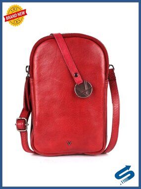 Genuine Italian Leather Small Crossbody Bag Women Cell Phone Purse RFID Wallet